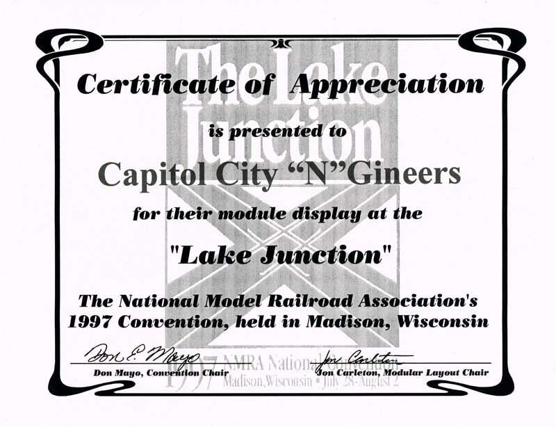 Lake Junction certificate of participation