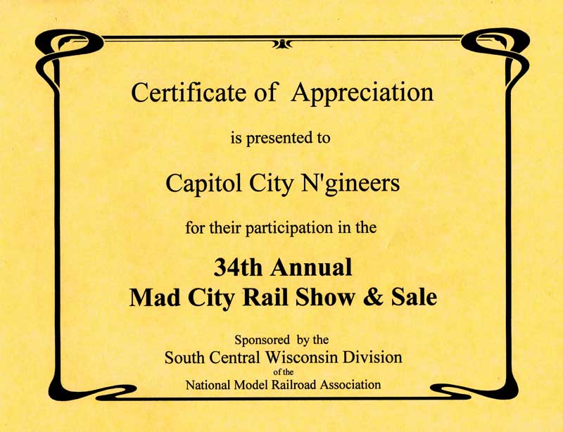 MadCity 1999 participation certificate