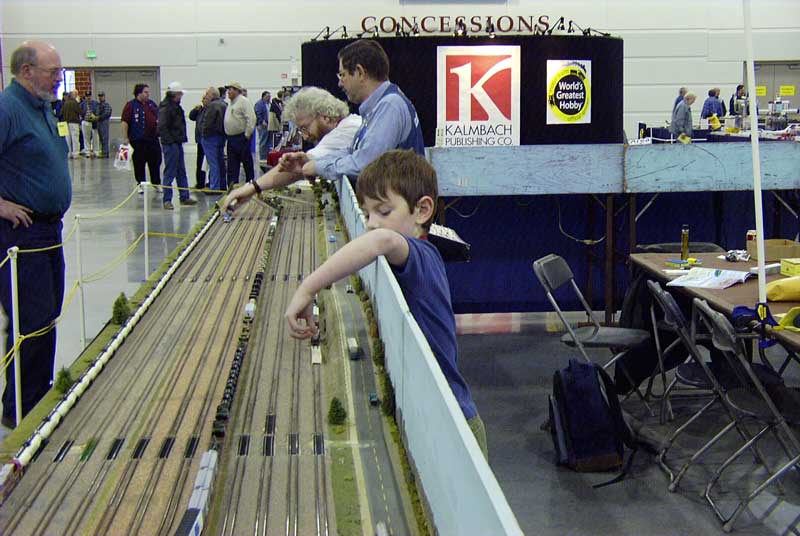 Sean, Mike and Ryan setting up trains
